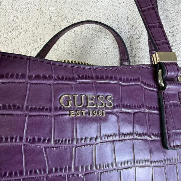 Guess Purple Crocodile Embossed Satchel Handbag Crossbody Y2K - Image 2