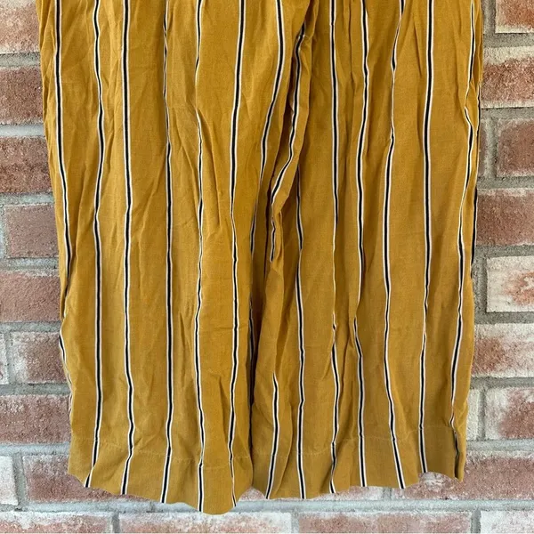 Abercrombie Fitch Wide Leg Elastic Cropped Pants Striped Yellow Women’s Large - Image 6