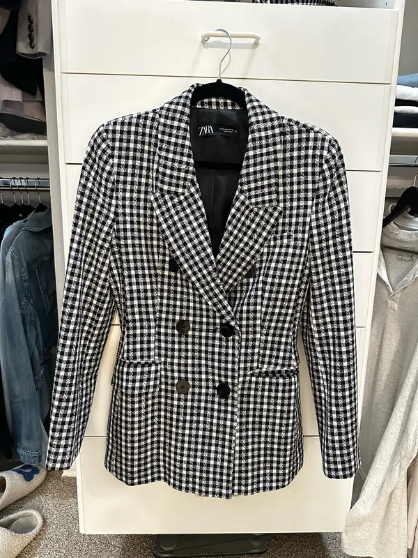 Zara black and white gingham suit jacket - Image 3
