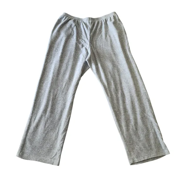 Alfred Dunner Womens Velour Loungewear Athleisure Wide Leg Pants Large Gray - Image 3