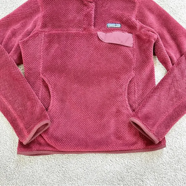 Patagonia Re-Tool Burgundy Fuzzy Fleece 3/4 Snap-T Pullover Jacket Size XS - Image 3