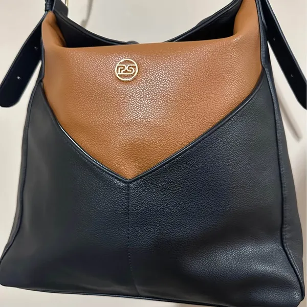 Black and brown vegan leather bucket bag petite Simone - Image 4