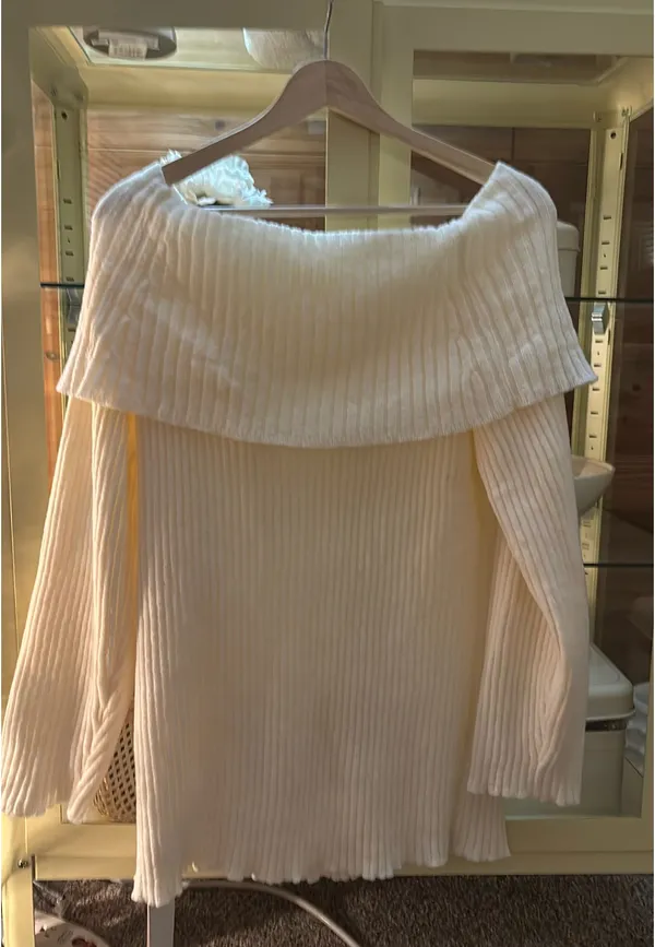 Shein Off-The-Shoulder Sweater White - Image 2