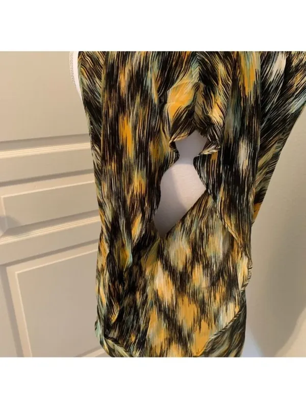 Sequined Sleeveless Printed Tunic Top With Open Back Detail By Greylin Size L - Image 4