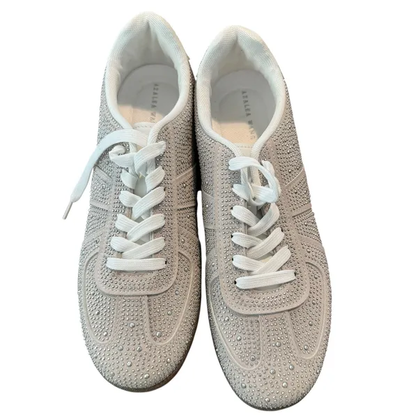 Azalea Wang Bryar Silver Rhinestone Studded Low Top Sneakers Womens‎ Size 11 - Image 3