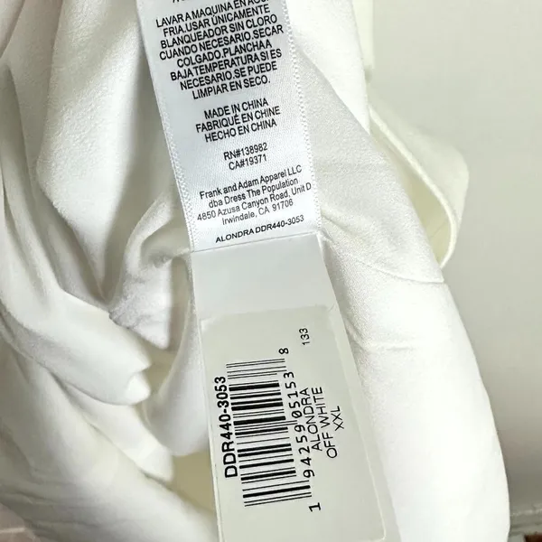 DRESS THE POPULATION Alondra Blouson Sheath Dress in Off-White Size XX-Large - Image 6