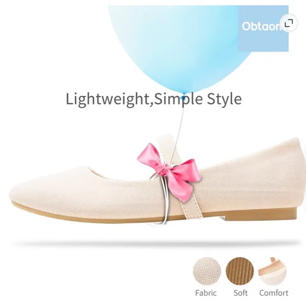 NWT ~ Women's Beige Mary Jane Round Toe Ballet Flats Dressy Fabric Shoes Size 10 - Image 4