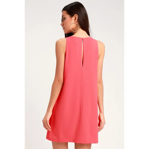 Lulu's Women's Size‎ Medium Pink Coral Near Or Bar Shift Dress - Image 4