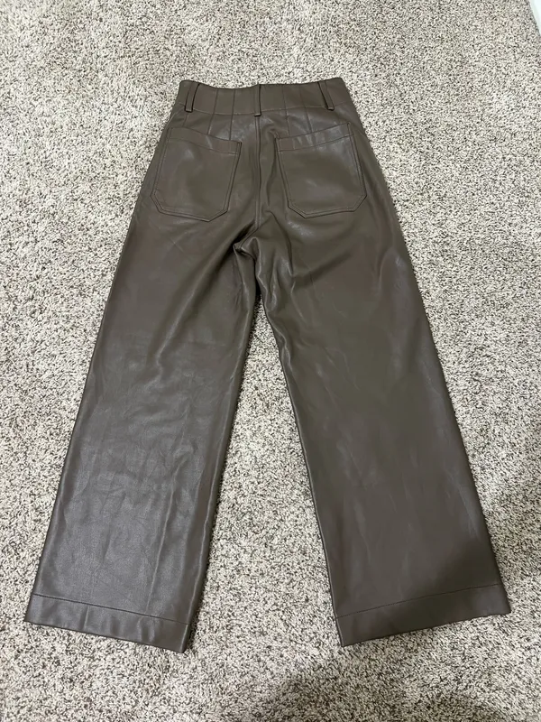 Anthropologie Maeve The Colette Faux Leather Wide-Leg Pants 25 - Image 2