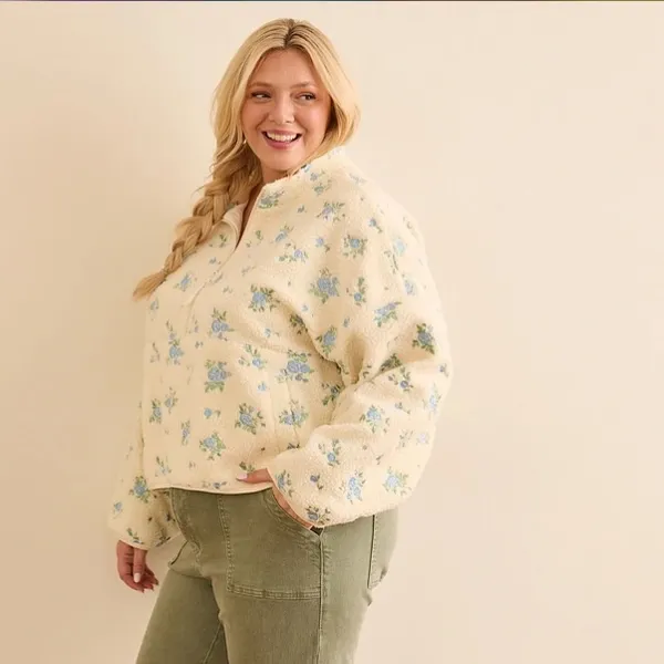 Arula Cele Floral Sherpa Pullover B 2X NWT Blue - Image 3