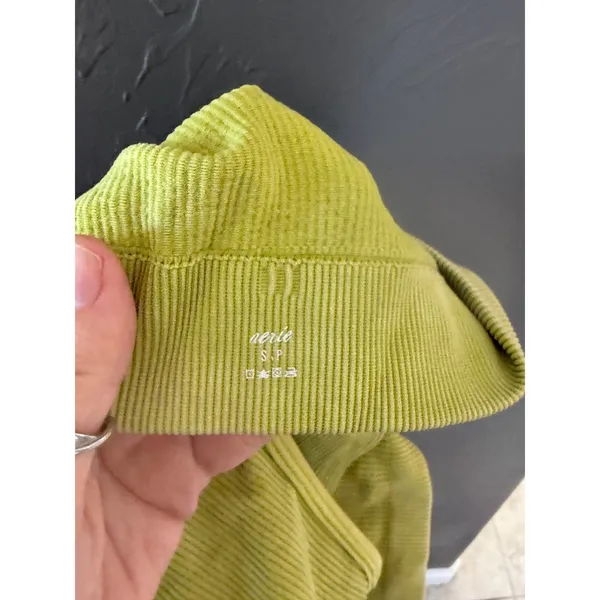 Aerie Ribbed Seamless O-Ring Crop Top Lime Green Short Sleeve‎ V-Neck Small S/P - Image 7