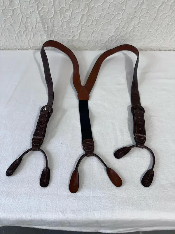 Men's Suspenders, Wide Y Style, Faux Leather with Leather Ears Western Classic - Image 10