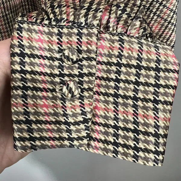 ZARA Houndstooth Pattern High Neck Long Sleeve Button Cuff Blouse Sz M EUC - Image 4