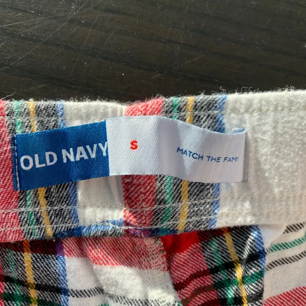 Old Navy Flannel Jogger White Tartan‎ Plaid Pajama Pants Small Match the Fam - Image 5