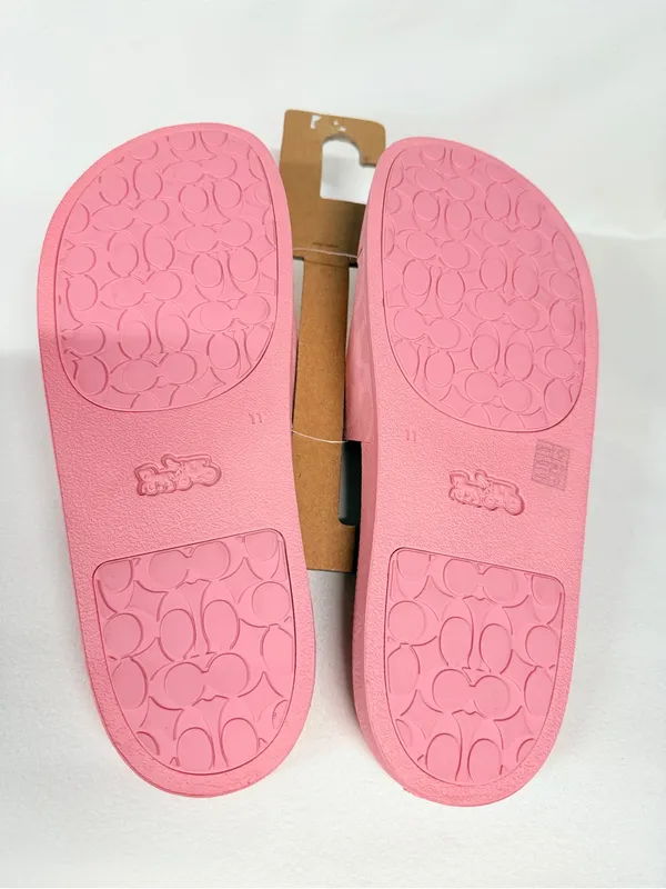 New Coach women Udele Sport Slide Signature Canvas CAR28 Powder Pink US 11 - Image 3