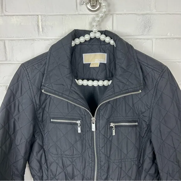 Michael Michael Kors Black Quilted Zip Front Puffer Jacket Size S - Image 3
