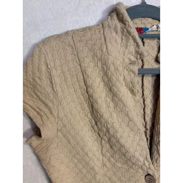 Free People FP Beach Ramona Textured Knit Button‎ Front Romper Tan Beige Large - Image 6