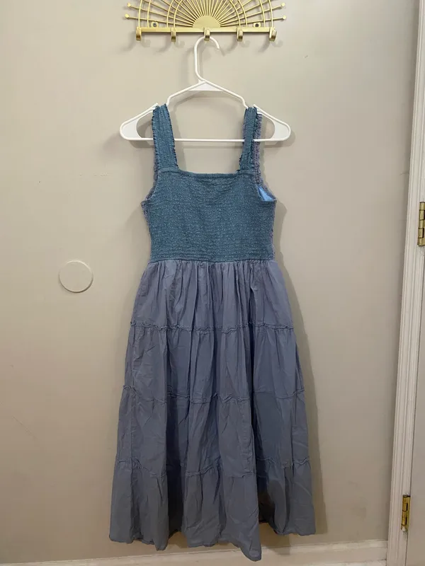 Women’s Kings Road Crochet-Bodice Blue Maxi Dress - Image 3
