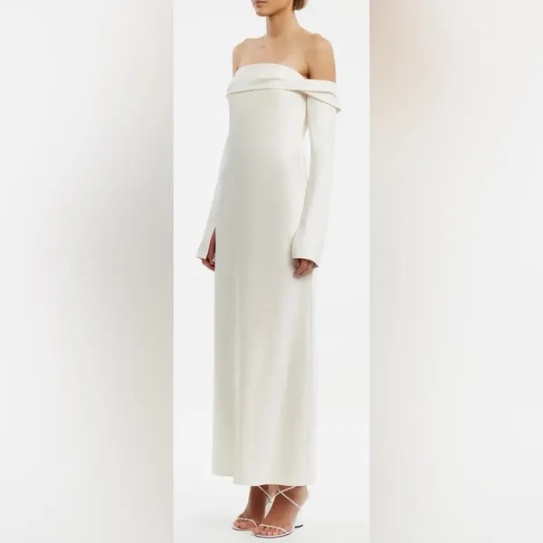NEW Significant Other Nadia Off the Shoulder Long Sleeve Satin Maxi Dress sz 6 - Image 3