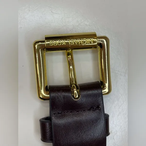 Michael Kors Women’s Dark Brown Belt with Gold Buckle‎ Size XL - Image 3