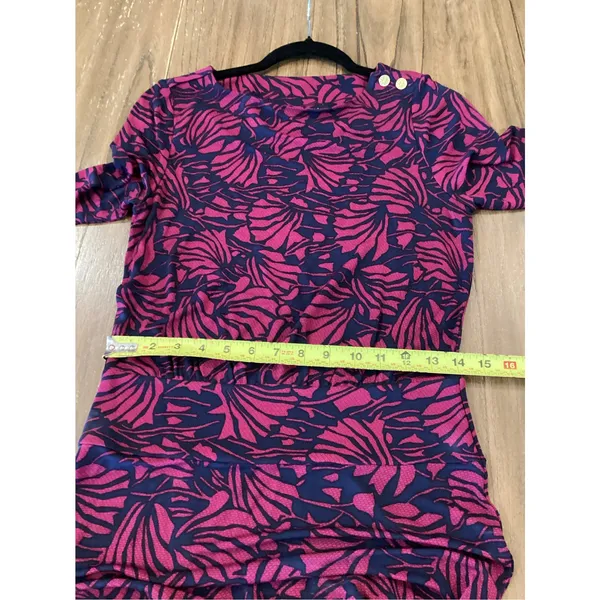 Tory Burch Etta Dress NAVY AZOLLA COMBO in Floral Print Long sleeve Size small - Image 4