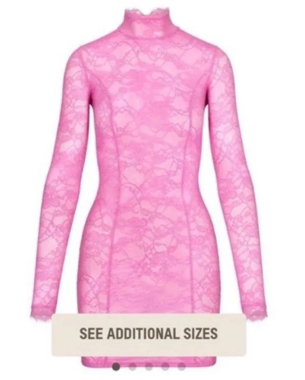 SKIMS Pink Lace Turtleneck Longsleeve Mini Dress - Image 2