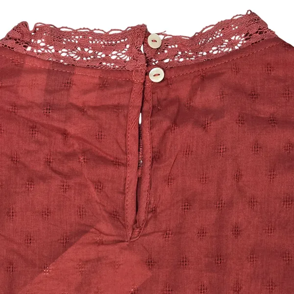 Universal Thread Womens XL Pink Eyelet‎ Lace Trim Puff Short Sleeve Top Blouse - Image 3