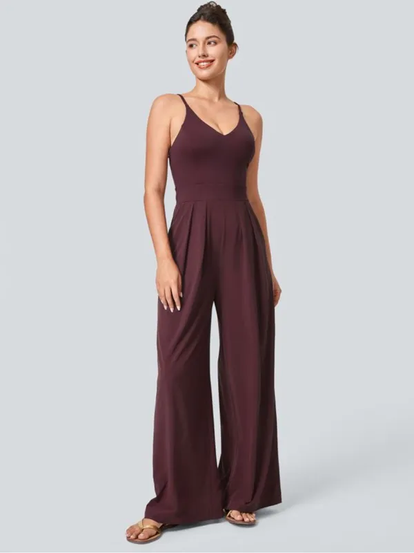 Halara Breezeful Backless Wide Leg Jumpsuit Amaranth Purple Red Large - Image 2