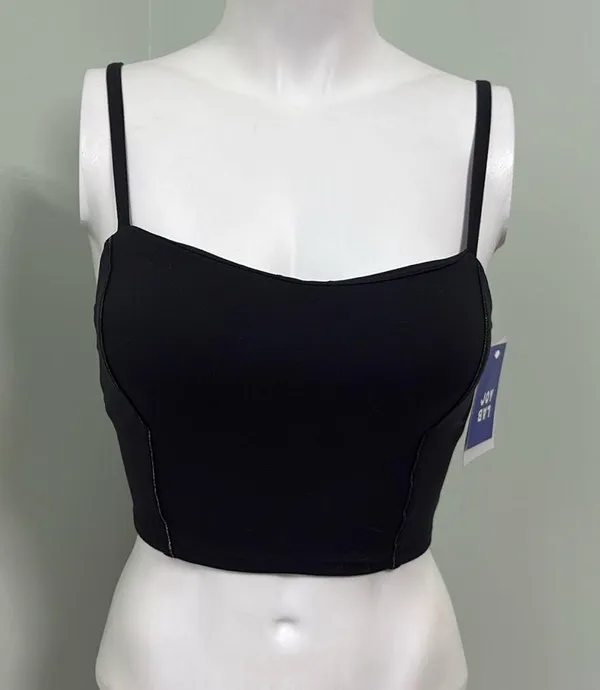 Joylab Longline Bra With Metallic Corset Detail Black XS NEW - Image 2