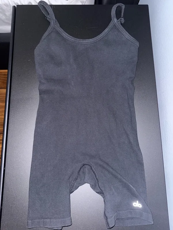 Alo Seamless Ribbed Mellow Onesie - Black - Image 9