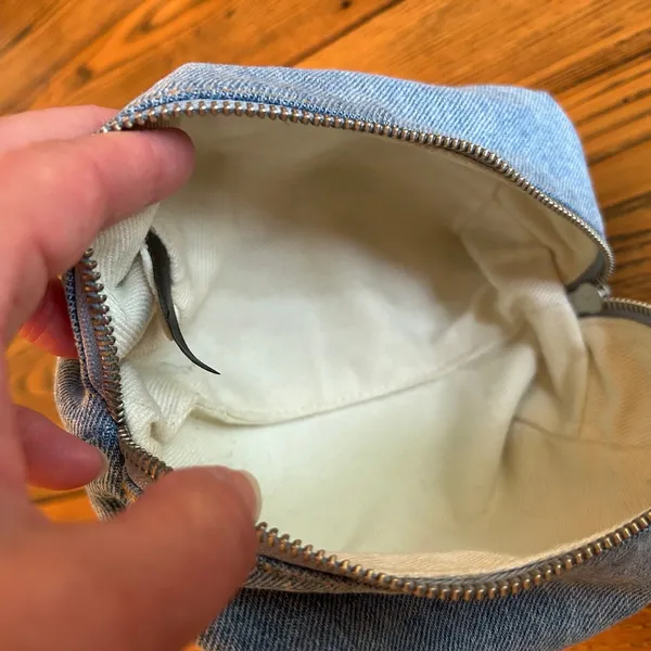 John Galt/Brandy Melville Blue Denim Cosmetic Bag - Image 4