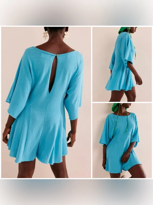 NWT Free People Free-est Mona Romper - tropical blue - XS - Image 2