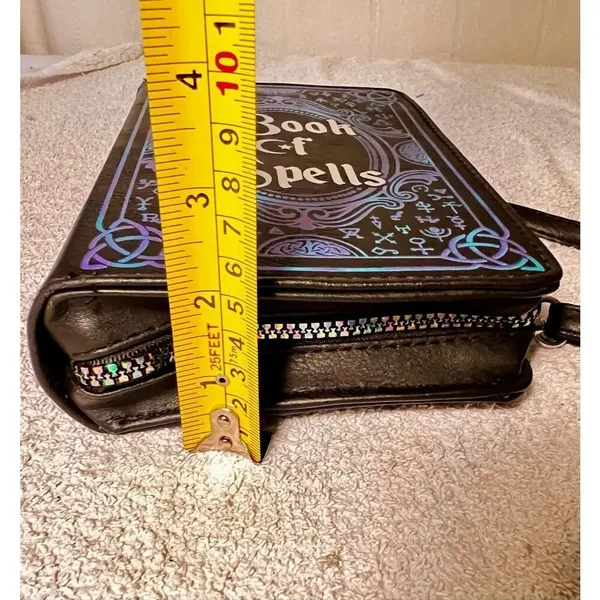 Spirit Halloween Book of Spells Adjustable Crossbody Bag Purple & Black Zip Top - Image 13