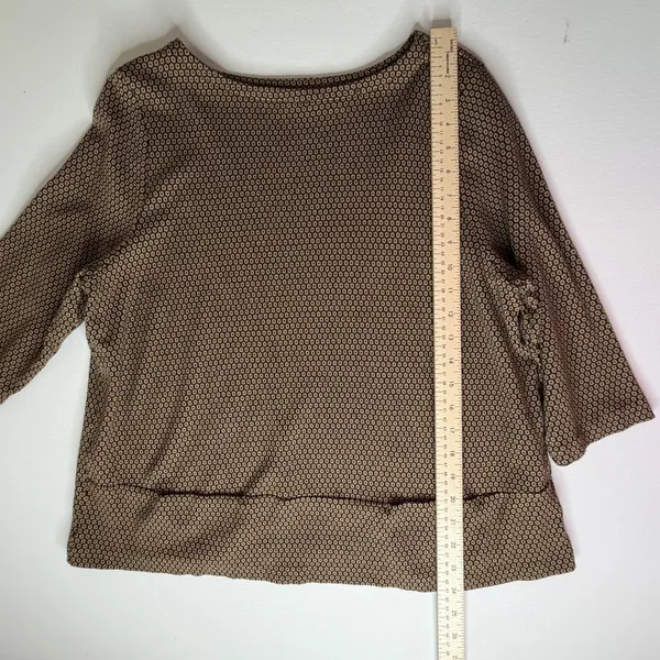 J Jill Ponte Knit Geometric Top‎ Size LP Brown Minimalist Stretch Office Comfy - Image 9