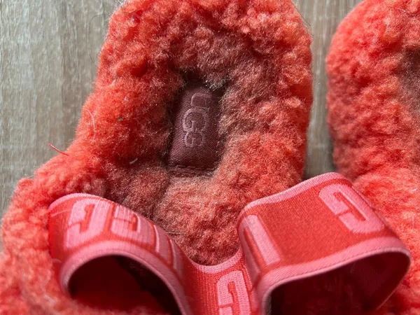 UGG Women's Fluffy Striped Slide Sandals in Orange, Pink & Cream - Image 2