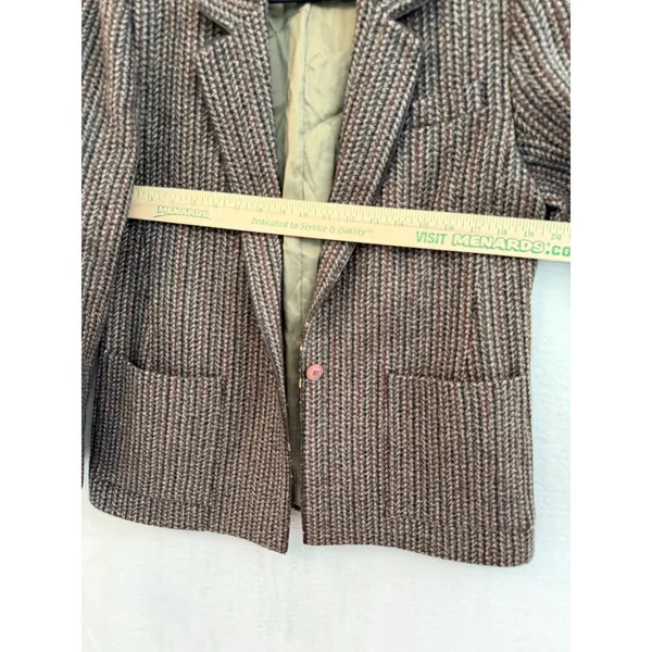 Ciao Sport Ltd Vintage Wool Blazer Womens 12 Brown Tweed Piping Academic Jacket - Image 11