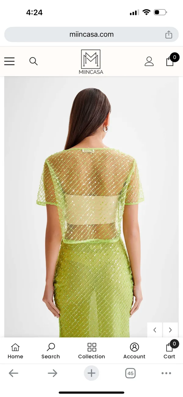 Meshki NWT Sequin Mesh Short Sleeve Crop Top - Image 2