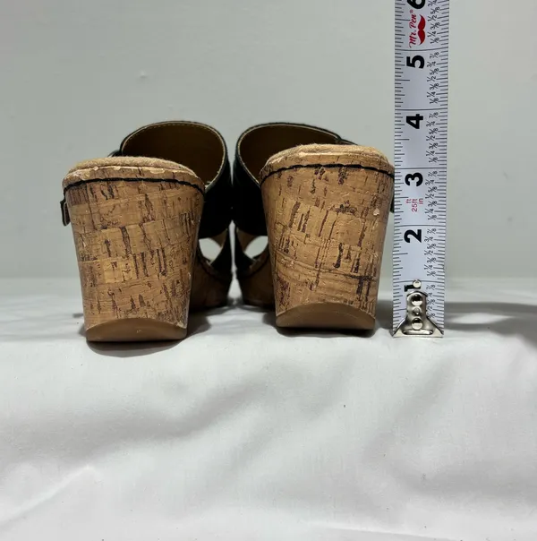 Born Concept black leather wedge sandals Size 10 - Image 6
