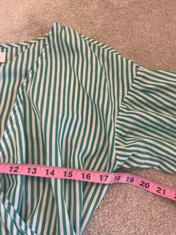 Velvet Tees Velvet by Graham & Spencer Jayel Cotton Stripe‎ Wrap Dress Green Wrap Size XS - Image 11