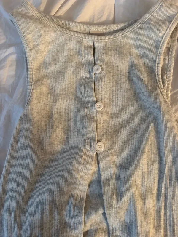 Ribbed Button Tank Gray - Image 3