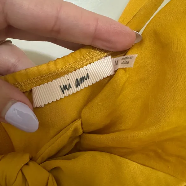 Francesca's Mi Ami |‎ NWT Mustard Yellow Satin Tie Front Midi Dress, Size M - Image 8