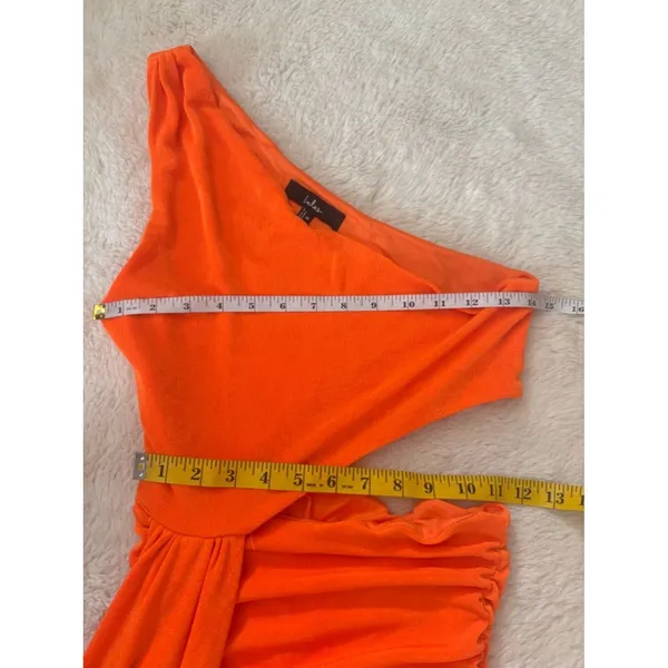 Lulus Neila Orange One-Shoulder Cutout Sash Mini Dress Size Medium Party Sexy - Image 6