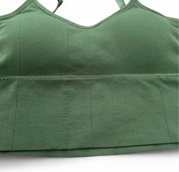 Olive Green Minimalist Sports Bra with Adjustable Straps - Image 3