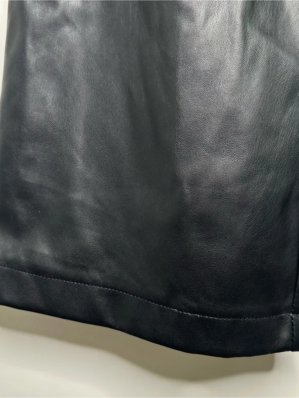 Urban Outfitters Black Faux Leather Wide Leg Cargo Pants Size Small - Image 11