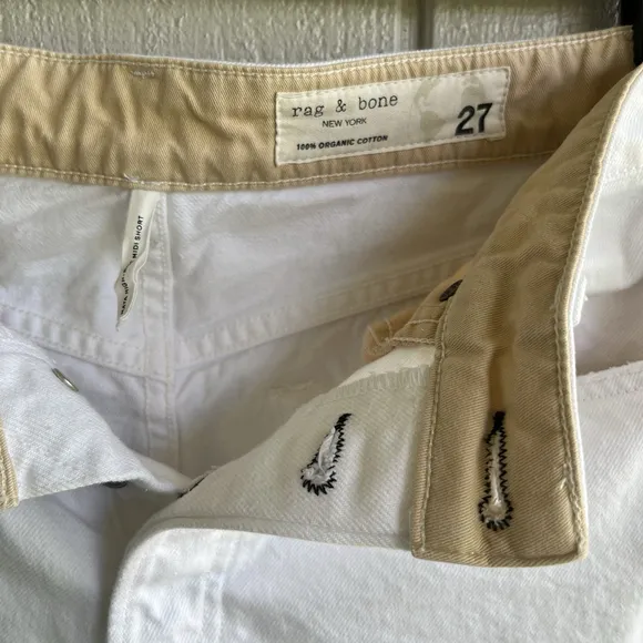 Rag & Bone Maya Ultra High Rise 5” Midi Short Organic Cotton in Summer‎ White 27 - Image 5