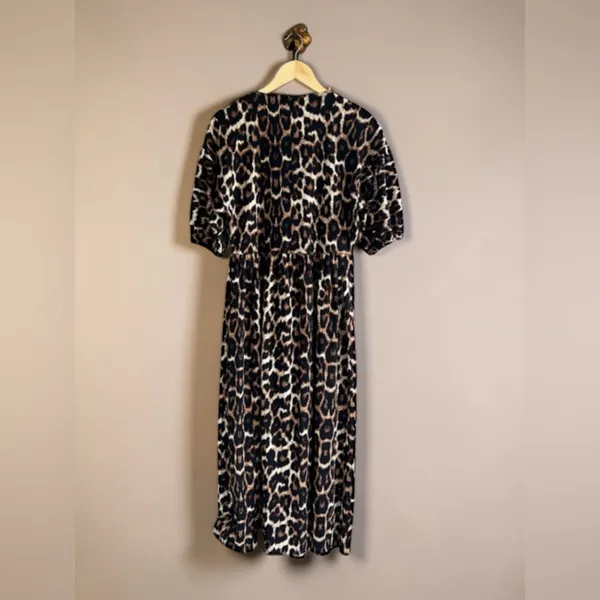 ASOS DESIGN puff sleeve tie front maxi dress in leopard print - Image 14