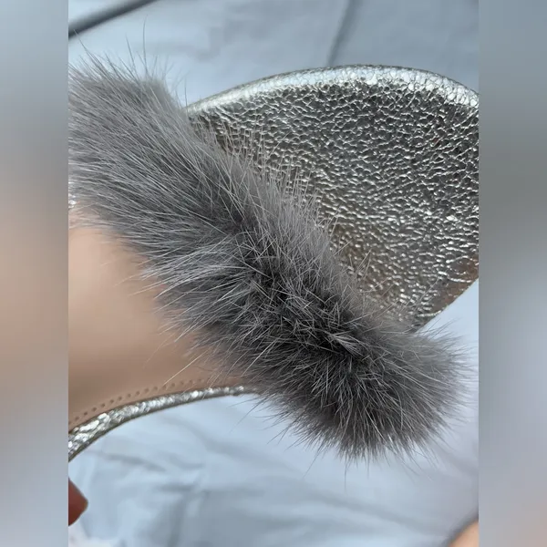 Elegant Silver Heels with REAL Fur Accent🔥🔥🔥 - Image 7
