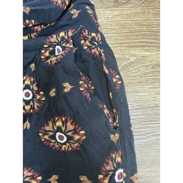 Torrid Jumpsuit Womens XL Black Batik Sun Tie Front Culotte Rayon Boho Festival - Image 9