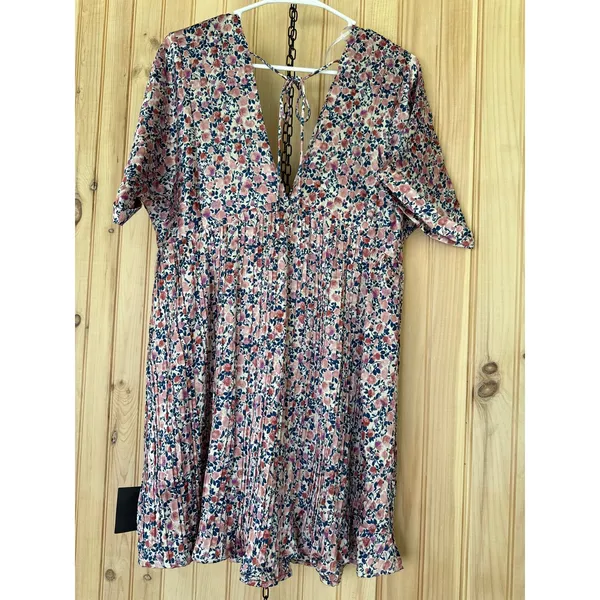 NWT Lulus Express Yourself Blush Pink Floral Print Satin Babydoll Dress Party L - Image 6