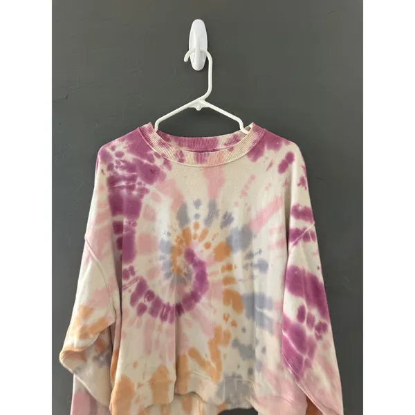 American Eagle Womens Tie Dye Spiral Sweatshirt Purple Orange Oversized Small‎ - Image 2